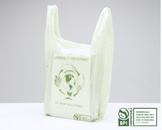 GreenBran™ Compostable T-Shirt Bags, 11-1/2in x 6-1/2in x 21-in (500ct)
