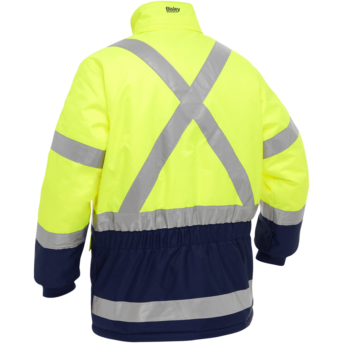 These Bisley® Extreme Cold Hi-Vis Yellow ANSI 107 Class R3 Industrial Work Jackets with hood removed are engineered with high-performance bio-based recycled materials to provide advanced thermal protection against extreme cold climate hazards while diverting plastic water bottles from landfill. 