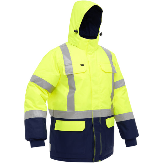 These Bisley® Extreme Cold Hi-Vis Yellow ANSI 107 Class R3 Industrial Work Jackets are engineered with high-performance bio-based recycled materials to provide advanced thermal protection against extreme cold climate hazards while diverting plastic water bottles from landfill. 