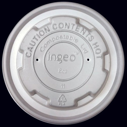 Divert landfill and micro-plastic when you serve these 12oz commercially compostable NatureWorks® Ingeo™ PLA Lids 