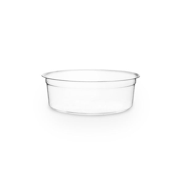 Vegware™ compostable clear round 8-oz deli containers are made from plant based PLA - an eco-friendly plastic alternative that's independently certified to break down in 12 weeks.