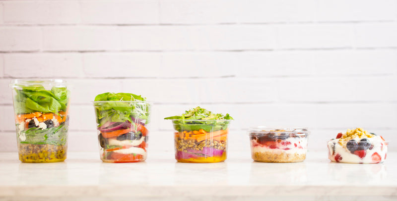 Vegware™ compostable clear round 32-oz deli containers are made from plant based PLA -an eco-friendly plastic alternative that's independently certified to break down in 12 weeks.