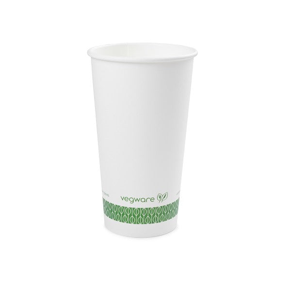 Vegware™ compostable 20-oz Single Wall Hot Paper Beverage Cups are made from sustainably sourced board and lined with plant-based PLA independently certified to break down in 12 weeks.