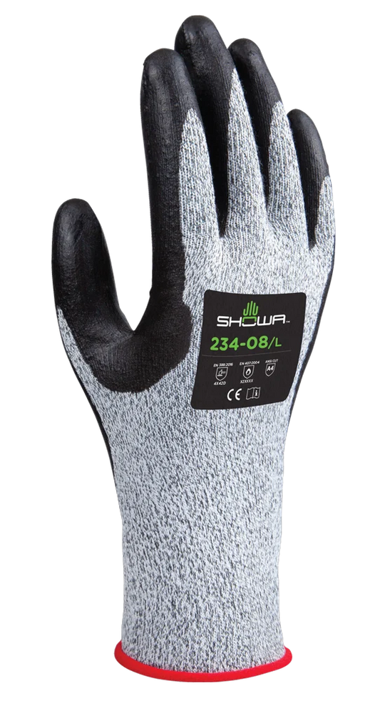 SHOWA® 234 Foam Nitrile Cut-Resistant Glove, ANSI A4, Black/White/Gray