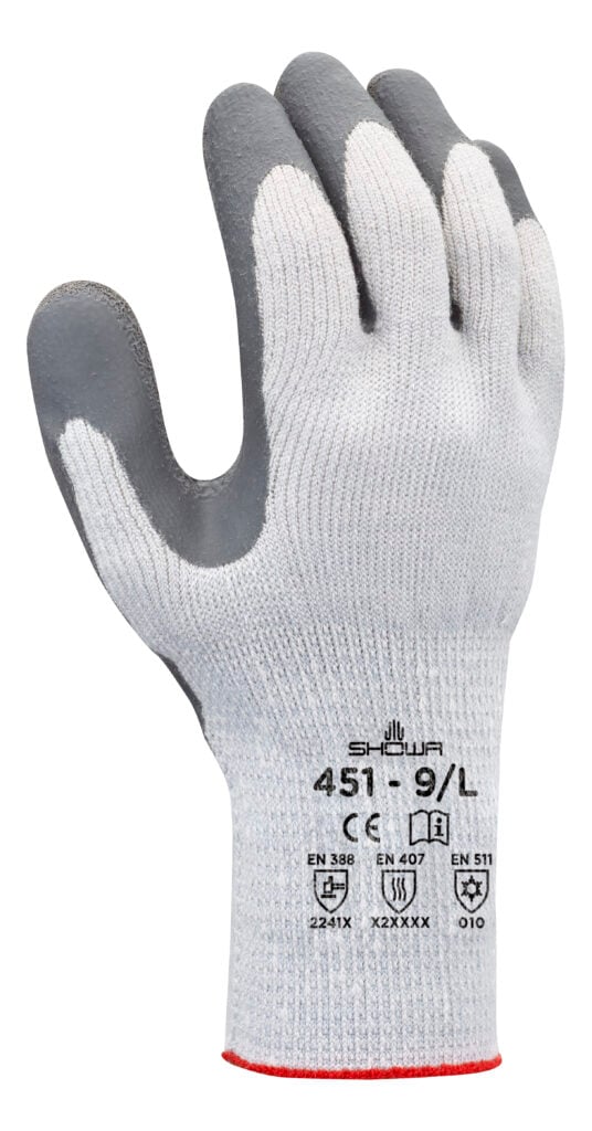 SHOWA® ATLAS® 451 Insulated Natural Rubber Grip Glove, Grey
