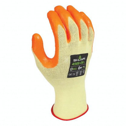 SHOWA® 4568 Sponge Nitrile Zorb-IT Kevlar® Cut-Resistant Glove, ANSI A4, Yellow/Hi-Vis Orange