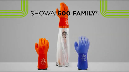 SHOWA® 620 Chemical Resistant PVC-Coated Work Gloves, Acid Resistant, 300–320mm