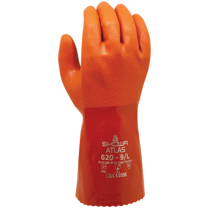 SHOWA® 620 Chemical Resistant PVC-Coated Work Gloves, Acid Resistant, 300–320mm