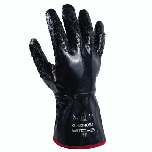 SHOWA® 7199NCR Nitrile Fully-Coated Grip Glove, Rough Finish, 5" Cuff, Navy, Large