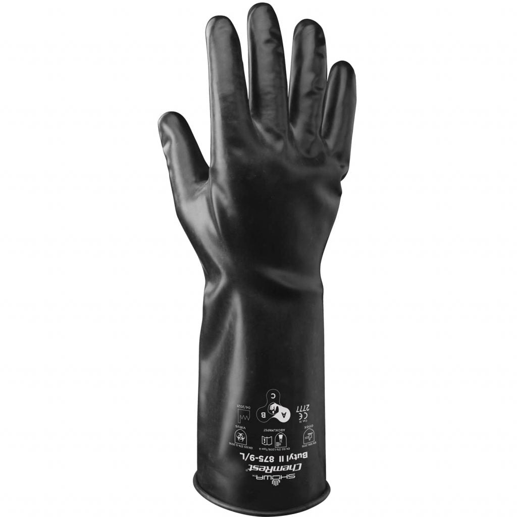 SHOWA® 875 Chemical-Resistant Unsupported Butyl Glove, Smooth Finish, 14"
