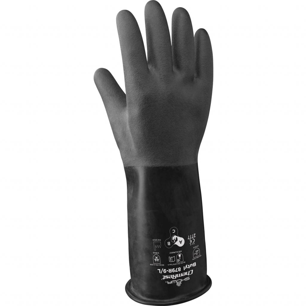 SHOWA® 879R Chemical-Resistant Unsupported Butyl Glove, Rough Finish, 14", 25-mil