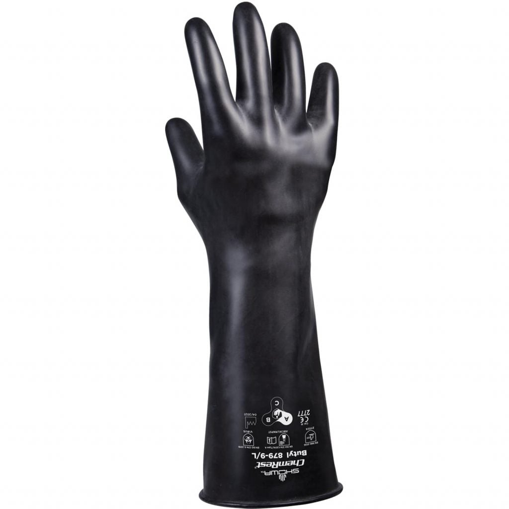 SHOWA® 879 Chemical-Resistant Unsupported Butyl Glove, Smooth Finish, 14", 25-mil