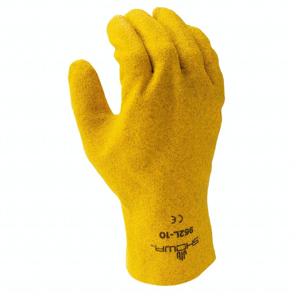 SHOWA® 962 PVC Fully-Coated Grip Glove, Jersey Liner, Yellow, Slip-On