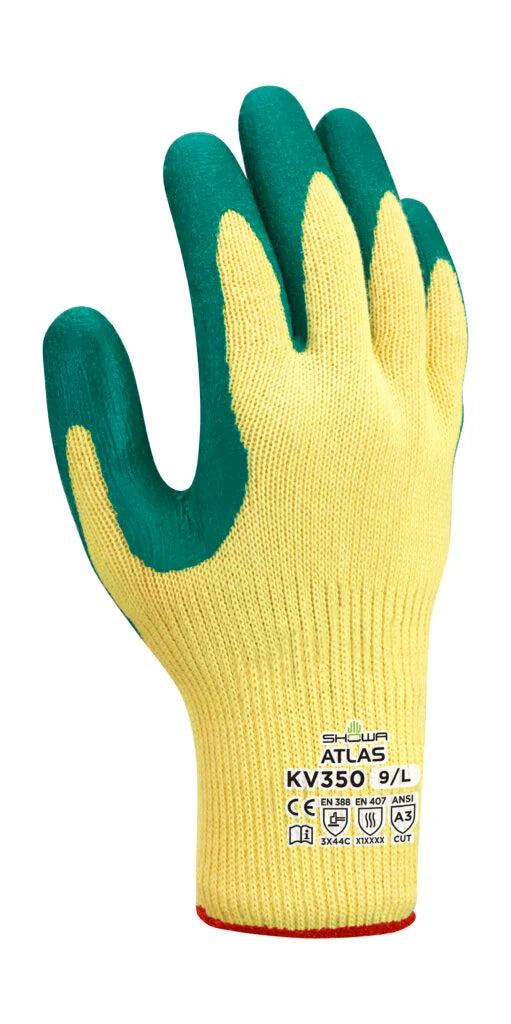 SHOWA® ATLAS® KV350 Nitrile Kevlar® Cut-Resistant Glove, ANSI A3, Yellow/Green