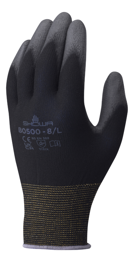 SHOWA® BO500B Polyurethane Palm-Coated Precision Glove, Black