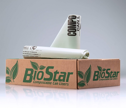 BioStar Compostable Green Tint Coreless Can Liners Meet ASTM D6400 standards
