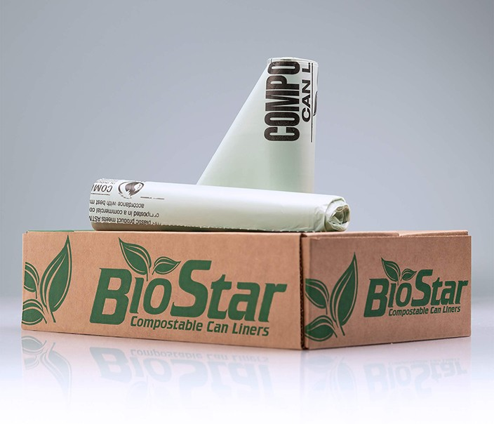 BioStar Compostable Green Tint Coreless Can Liners Meet ASTM D6400 standards