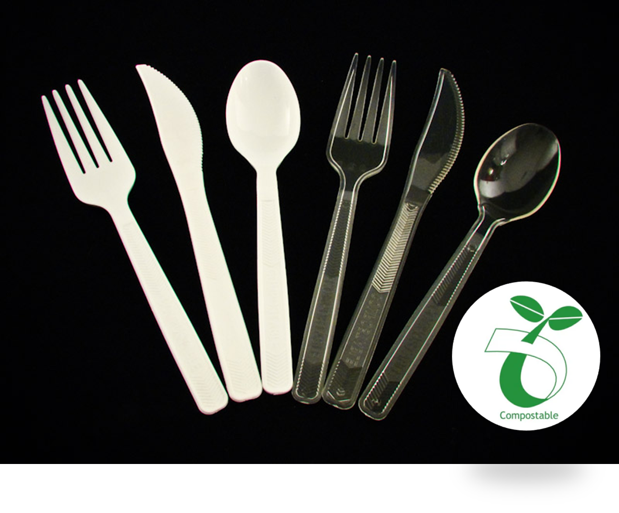 Designed for cold applications, BioSelect® medium-weight cutlery forks are are made with Ingeo™ corn resins that are 100% biodegradable, 100% compostable and available in white or clear