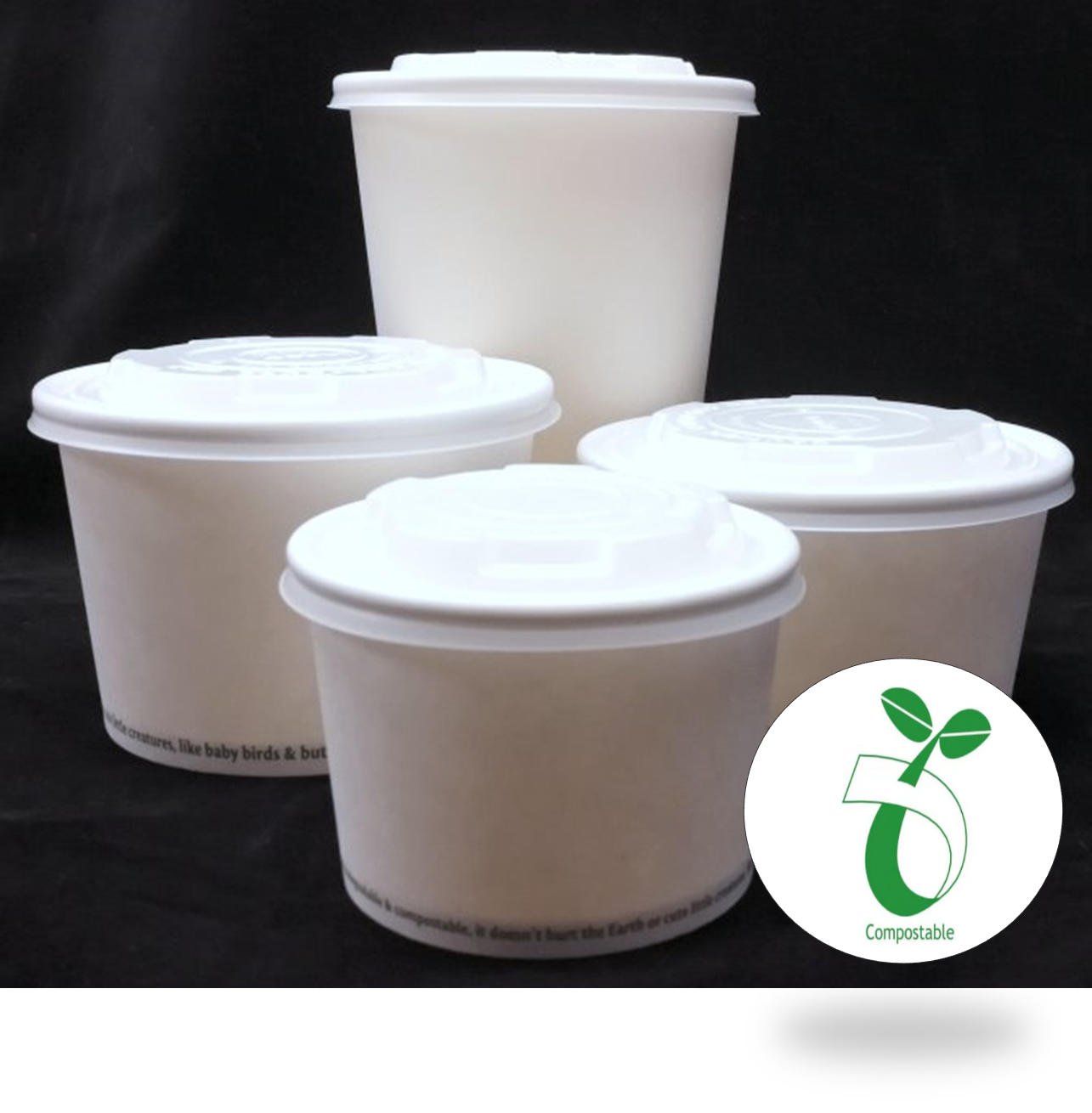 Divert landfill and micro-plastic when you serve these 12oz commercially compostable NatureWorks® Ingeo™ PLA-lined soup bowls at your next outdoor catering event or festival.