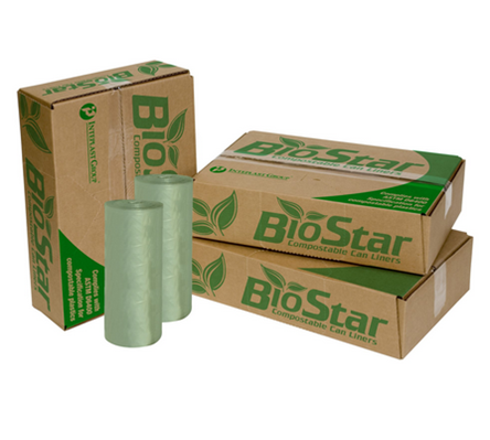 BioStar Compostable Green Tint Coreless Can Liners Meet ASTM D6400 standards