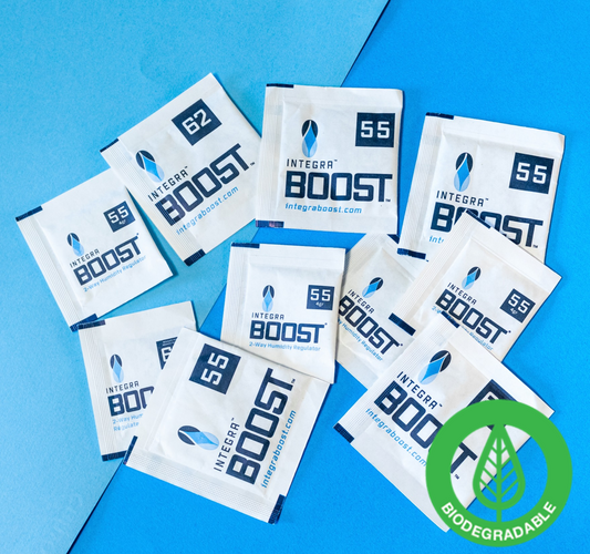 Integra Boost® 2 Gram Humidity Control Packets are salt-free, spill-proof and FDA-complaint so you can safely and confidently place Integra BOOST® packs directly inside a container or jar to absorb and/or provide excess moisture as needed