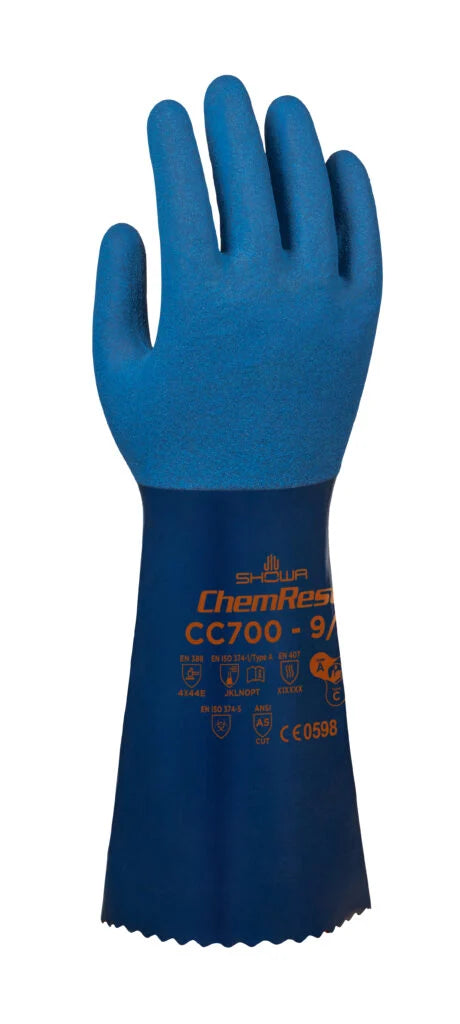 SHOWA ChemRest CC700 Chemical & Cut Resistant Nitrile Gloves, 18-Gauge HPPE Liner