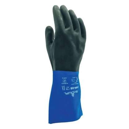 SHOWA CHM Chemical Resistant Gloves, Neoprene & Natural Rubber, Flocked Cotton Liner