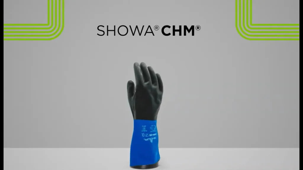 SHOWA CHM Chemical Resistant Gloves, Neoprene & Natural Rubber, Flocked Cotton Liner