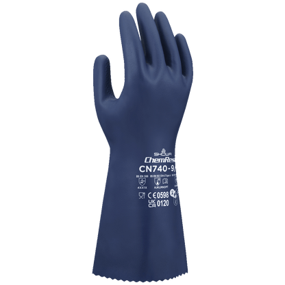 SHOWA CN740 Biodegradable Chemical Resistant Nitrile Gloves, EBT, Wave Grip, 320mm