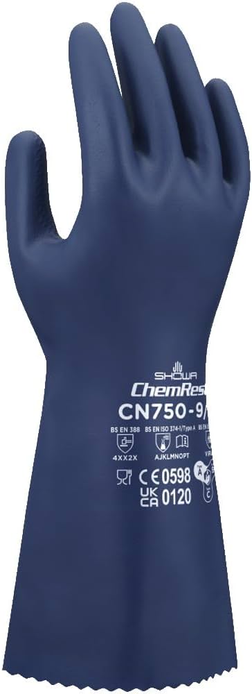 SHOWA® CN750 Biodegradable EBT Flocked-Lined Nitrile Coated Gloves, 13-in (18-mil)