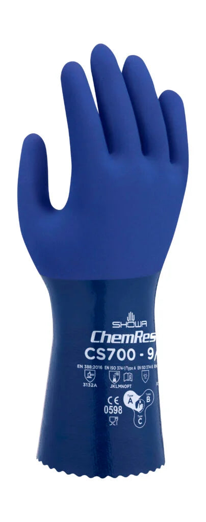 SHOWA® CS700 Chemical Resistant Food-Safe Nitrile Gloves, Double-Coated, 1.16mm