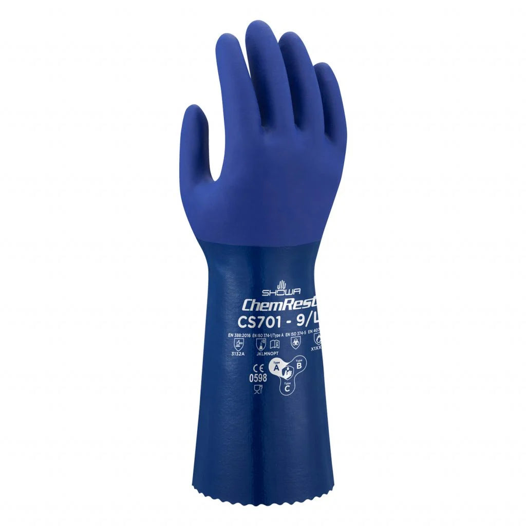 SHOWA ATLAS CS701 Chemical Resistant Nitrile Gloves, Double Coated, Anti-Slip, 14"