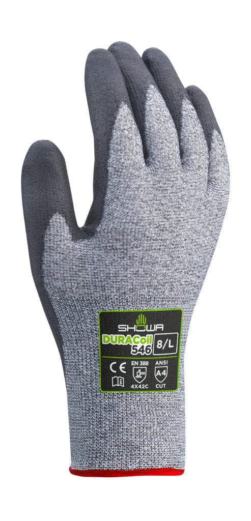 SHOWA® DURACoil™ 546 Polyurethane Foam Cut-Resistant Glove, ANSI A4, Gray