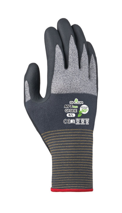 SHOWA® RECYCLED MFT PRO GP381E Eco-Conscious General Purpose Work Gloves, Microporous Foam Nitrile