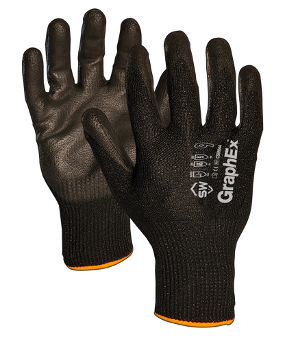 SW® GraphEx® C55104 AxiFybr® Cut Resistant PU Work Gloves, ANSI A5, 13 Gauge