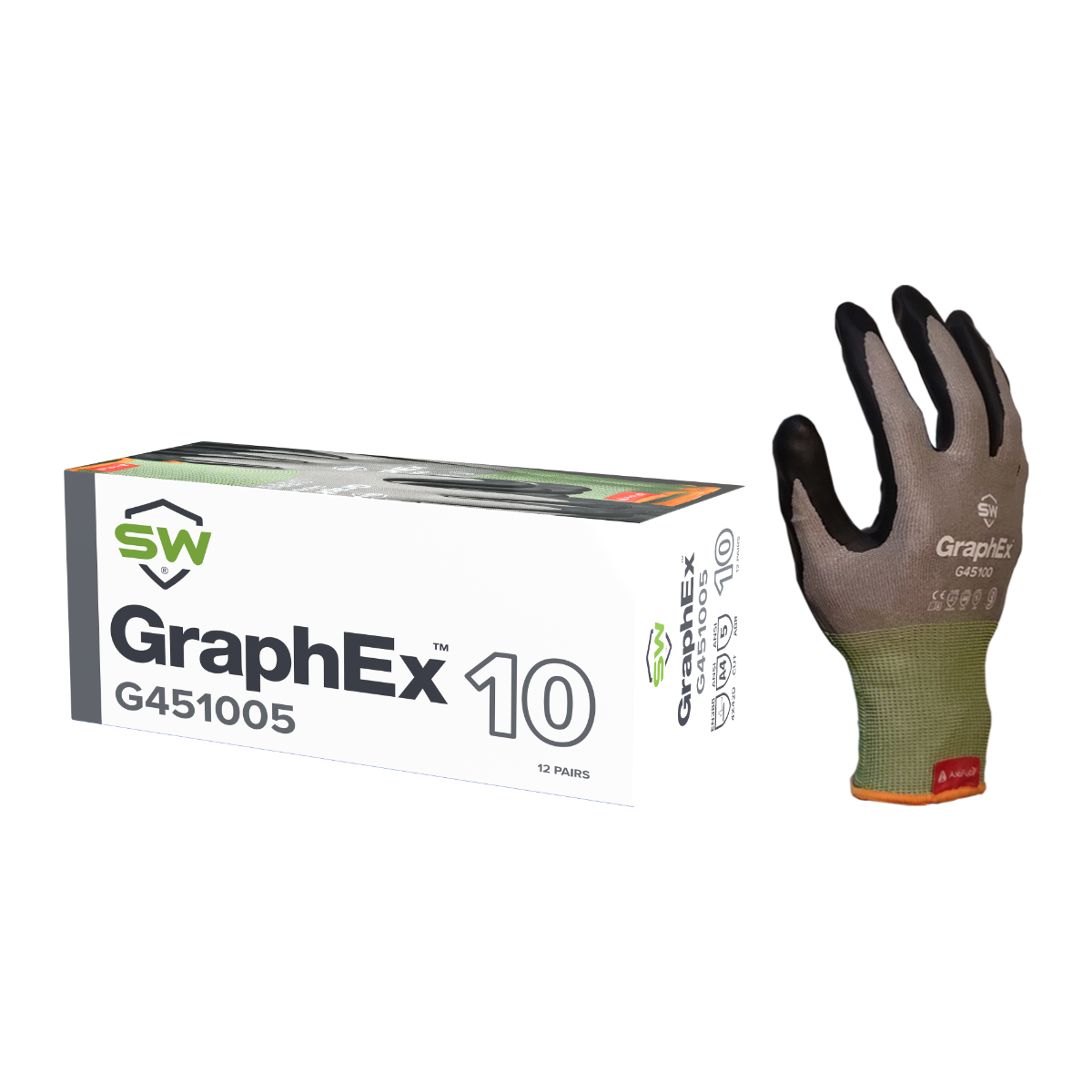 SW® GraphEx® G45100 18G A4 Cut-Resistant Micro-Porous Nitrile Work Gloves, Touchscreen Compatible