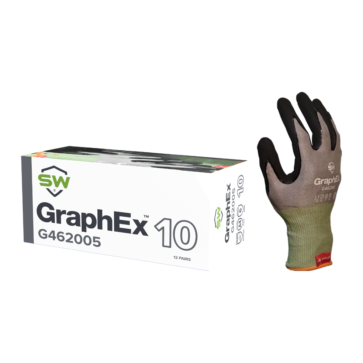 SW® GraphEx® G46200 AxiFybr® Cut Resistant Nitrile Work Gloves, ANSI A4, 18 Gauge