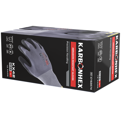 SW® KarbonHex™ KX42 C16207 Lightweight Nitrile Palm Coated Work Gloves, 15G, Black/Grey
