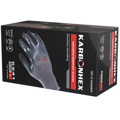 SW® KarbonHex™ KX41 C16400 18G Dual-Layer Nitrile Coated Work Gloves, Sandy Foam Grip