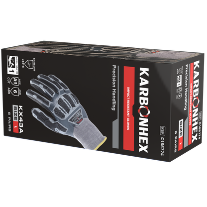 SW® KarbonHex™ KX43A C16677 15G Impact-Resistant Dual-Layer Nitrile Work Gloves, TPR Protection