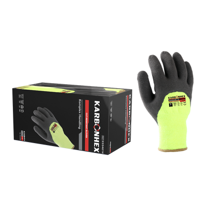 SW® KarbonHex™ KX84V C33461 10G Hi-Vis Cut-Resistant Winter Work Gloves, Sandy Foam Latex Grip
