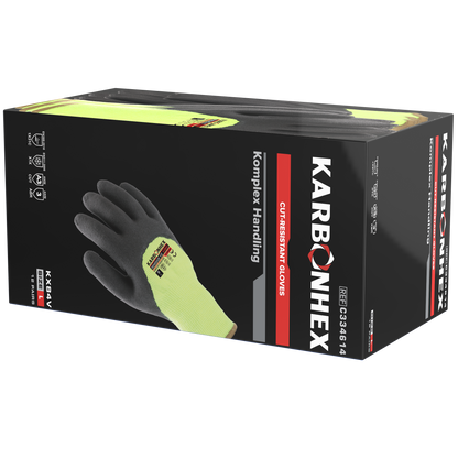 SW® KarbonHex™ KX84V C33461 10G Hi-Vis Cut-Resistant Winter Work Gloves, Sandy Foam Latex Grip