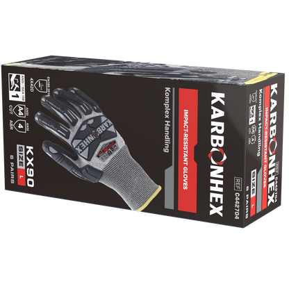 SW® KarbonHex™ KX90 C44270 18G A4 Cut-Resistant Impact Work Gloves, TPR Guards, Sandy Foam Nitrile Grip