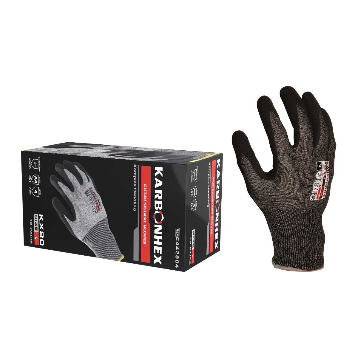 SW® KarbonHex™ KX80 C44280 18G A4 Cut-Resistant Nitrile Work Gloves, Touchscreen Compatible