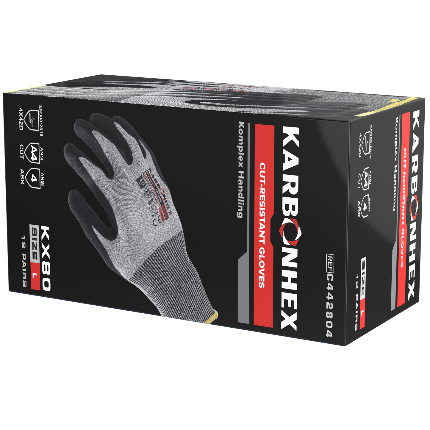 SW® KarbonHex™ KX80 C44280 18G A4 Cut-Resistant Nitrile Work Gloves, Touchscreen Compatible