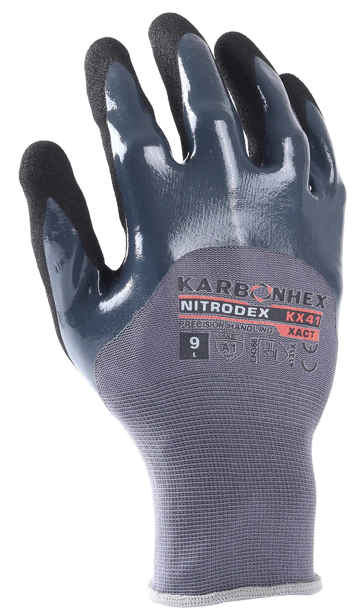 SW® KarbonHex™ KX41 C16400 18G Dual-Layer Nitrile Coated Work Gloves, Sandy Foam Grip