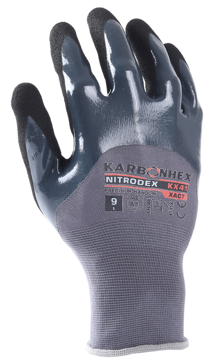 SW® KarbonHex™ KX41 C16400 18G Dual-Layer Nitrile Coated Work Gloves, Sandy Foam Grip