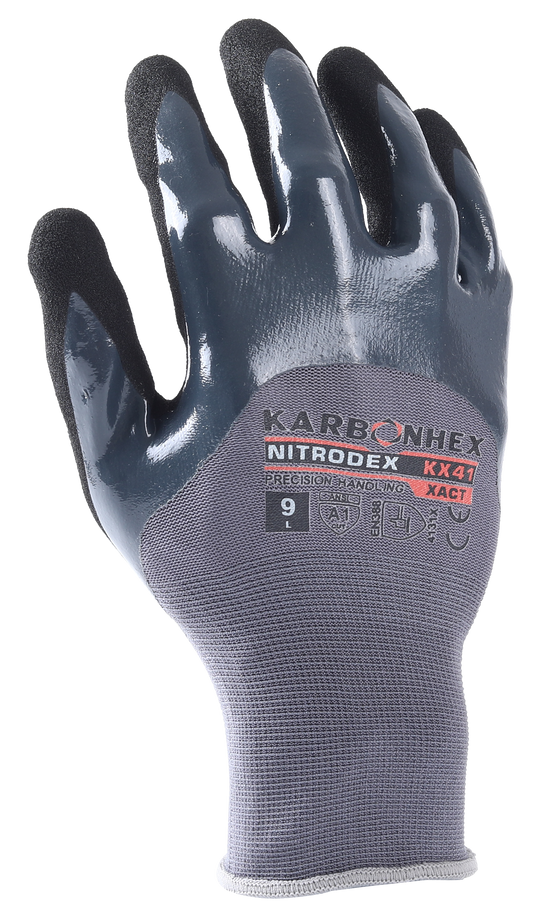 SW® KarbonHex™ KX41 C16400 18G Dual-Layer Nitrile Coated Work Gloves, Sandy Foam Grip