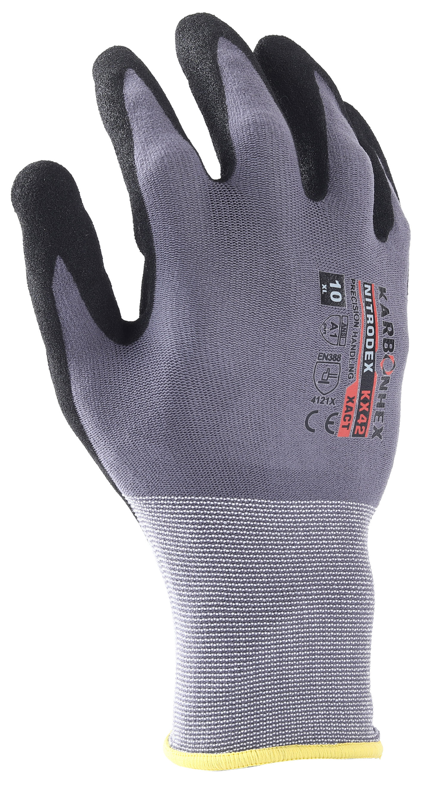 SW® KarbonHex™ KX42 C16207 Lightweight Nitrile Palm Coated Work Gloves, 15G, Black/Grey