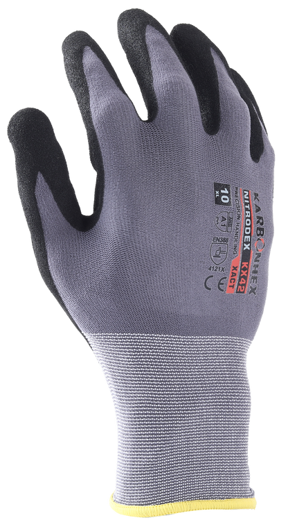SW® KarbonHex™ KX42 C16207 Lightweight Nitrile Palm Coated Work Gloves, 15G, Black/Grey